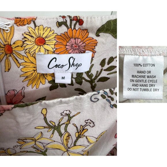 Coco Shop Short Sleeve Maxi Dress Multi Floral Print Cotton Rainbow Colorful M - Picture 4 of 16